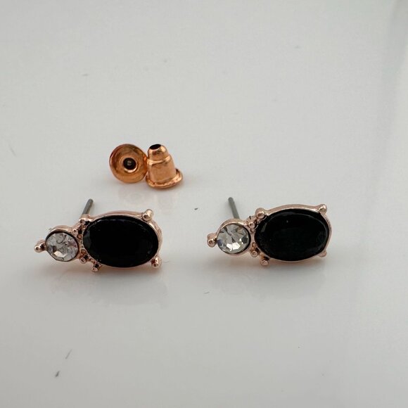 Pretty Black Sapphire & Crystal Necklace & Earrings Set with Rose Gold Overlay - Picture 11 of 13
